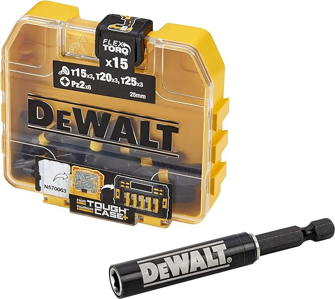 DEWALT Petite Boîte d'embouts Impact Torsion - PZ2 x6, T15 x3, T20 x3, T25 x3 - Pour Perceuse-Visseu