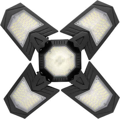 Luminaires de Garage à LED, 12000LM - 6500K Luminaire Garage, Éclairage Magasin Avec Panneaux Ajustables Multi Panneaux Position LED Plafond Lumineux Pour Garage Magasin Atelier Sous-sol Entrepôt