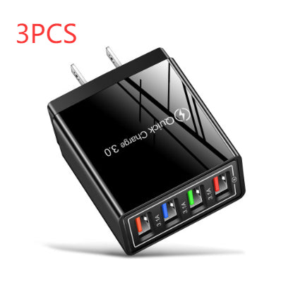 Chargeur USB Charge rapide 3.0 4 Adaptateur de téléphone pour tablette Chargeur mobile mural portable