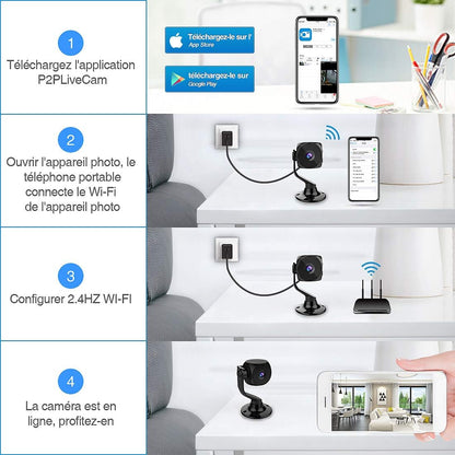 Mini Camera Espion,KEAN Micro Caméra de Surveillance WiFi sans Fil sur 5 Heures Batteries FHD Camera Miniature IP Cachée Spy avec Vision Nocturne et Détection de Mouvement pour de Sécurité Intérieure