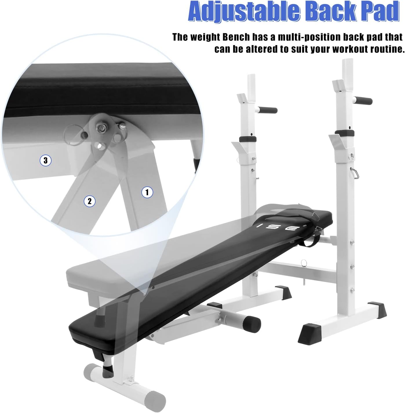 Banc de Musculation Pliable, Complet Réglable avec Support de Barres pour Haltère et Station à Dips