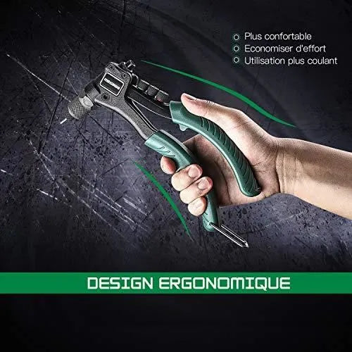 Pince à Rivet - 4 Têtes Remplaçables - 40 Rivets - Blanc neuve