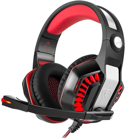 Casque Gaming PS4 Filaire avec Micro Basse Stéréo LED, Contrôle du Volume pour Playstation 4 PC Xbox
