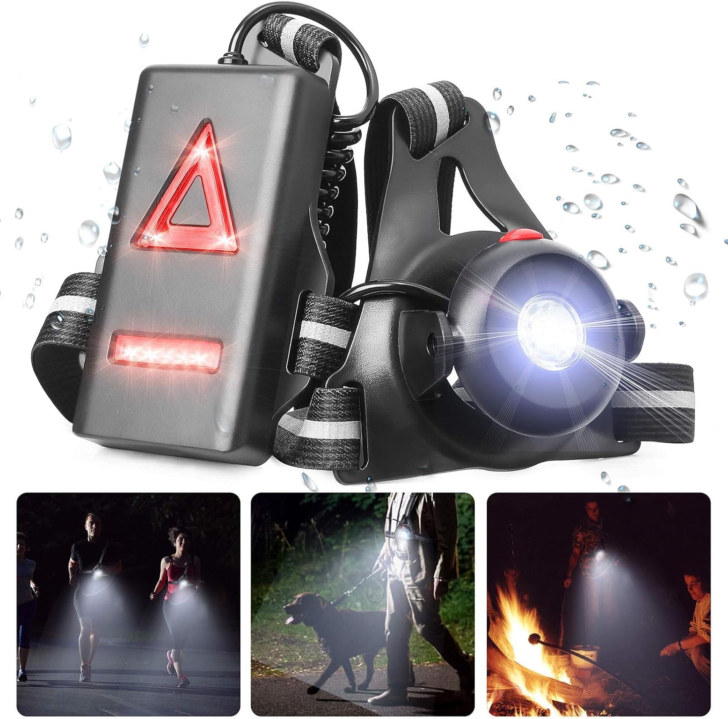 Lampe Feu de position, USB Rechargeable LED Course à pied Lamp Sport avec 120° Réglable Light, Imperméable Security Avertissement Lumière pour la course à pied, le Camping, la Randonnée, Ourdoor Adventure