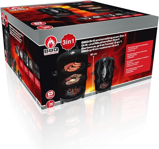 Barbecue au Charbon de Bois et Fumeur 3 en 1 Thermomètre neuf