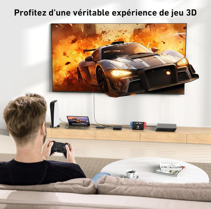 HDMI Switch 5 en 1 Sortie 4K@60Hz, Commutateur HDMI avec Télécommande Répartiteur HDMI 2.0 Supporté 3D HDR HDCP2.2 pour PS5/4/3, Xbox, HDTV, Moniteur, Projecteur, Roku TV, Lecteur Blu-Ray