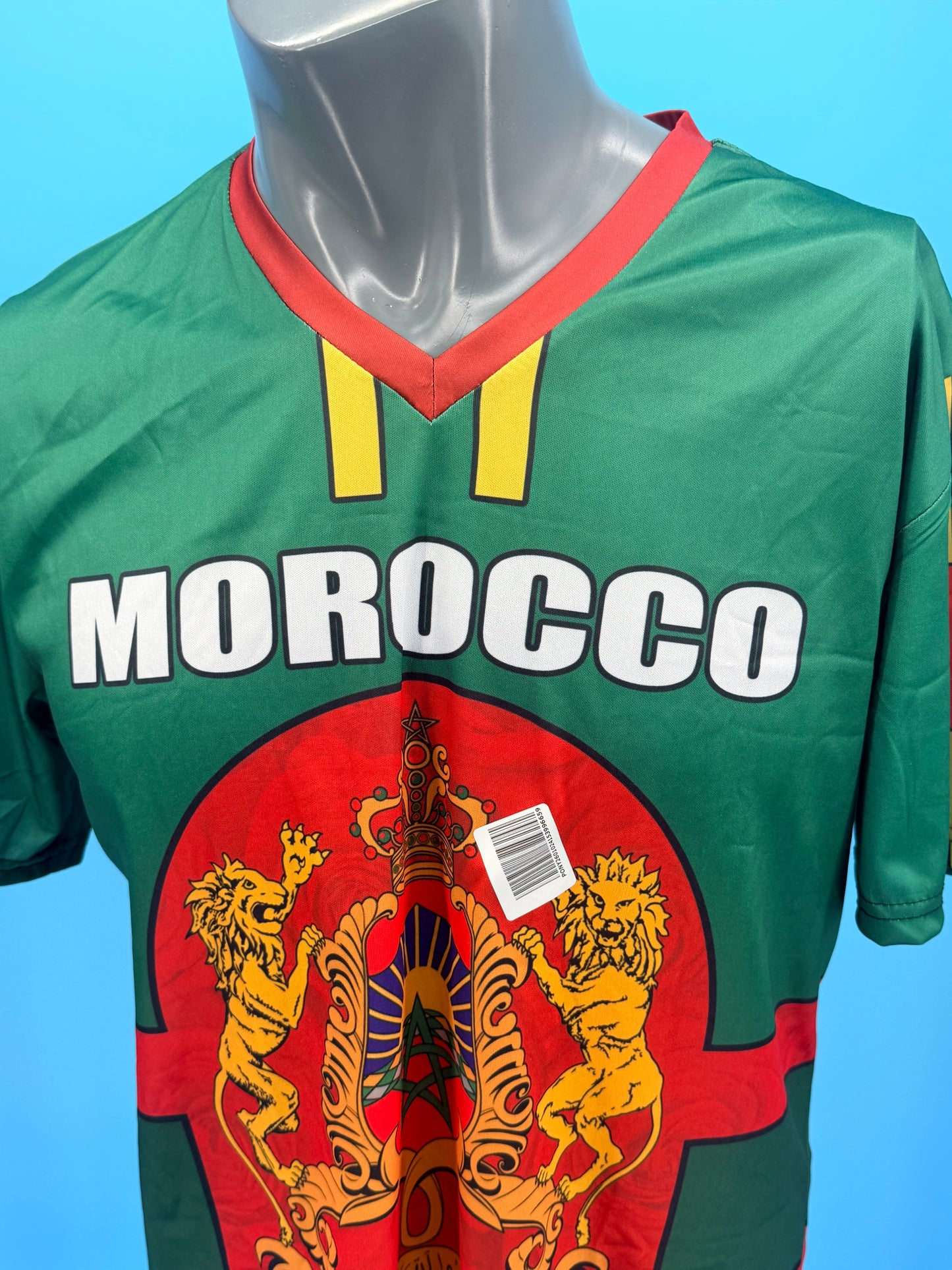 T-shirt de football marocain imprimé en 3D pour hommes, vêtements de sport marocains, t-shirt à col en V, manches courtes