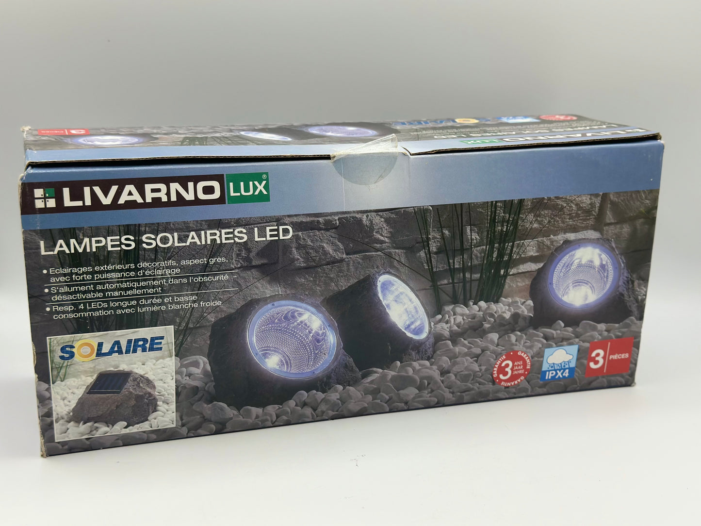 Lot de 3 lampes solaires « pierre » à LED