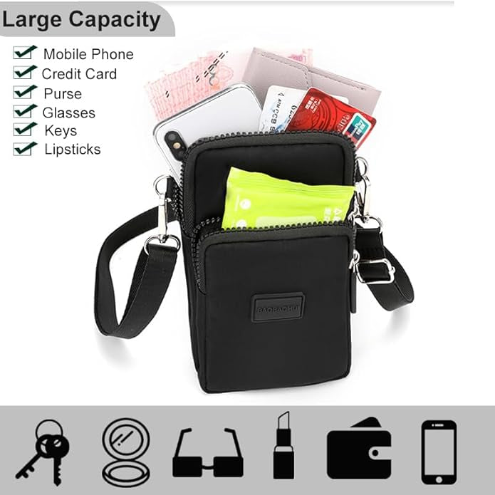 Sac à bandoulière pour téléphone portable, mini sac à main pour téléphone portable, portefeuille, sac à bandoulière, sac à main, pochette de voyage
Couleur: Noir