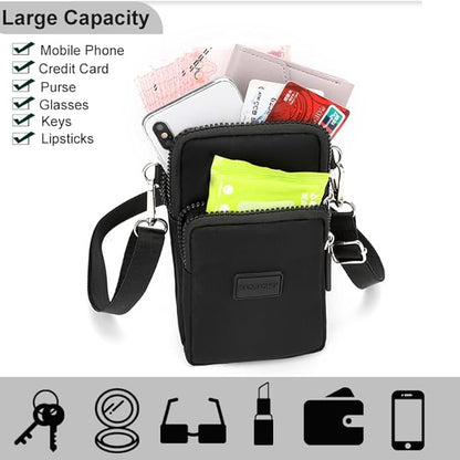 Sac à bandoulière pour téléphone portable, mini sac à main pour téléphone portable, portefeuille, sac à bandoulière, sac à main, pochette de voyage
Couleur: Noir