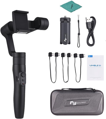 FeiyuTech Vimble 2S Smartphones Stabilisateur de Cardan Stabilisateurs Portatifs à 3 axes avec Poteau Télescopique Curseur de Zoom Intégré pour Téléphone Portable Photographie Stable Vidéo