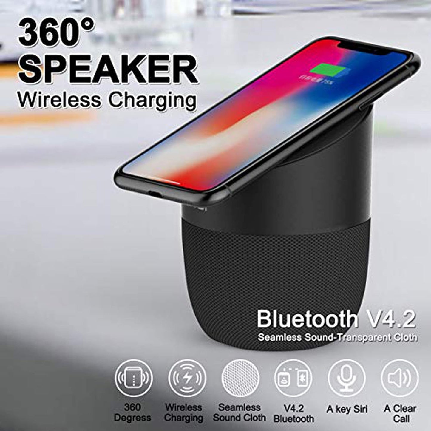 Chargeur sans Fil Bluetooth Portable pour iPhone X/8/8plus, Samsung Galaxy S9/S9Plus/S8/S8Plus S7/S7Edge/S6/S6Edge et Plusieurs Autres appareils