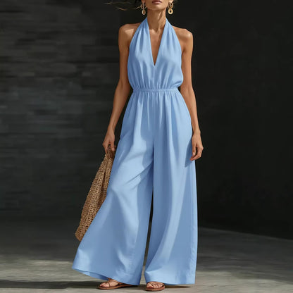 Combinaison "Night-Star" – Col en V Profond, Taille Haute & Jambes Fluides