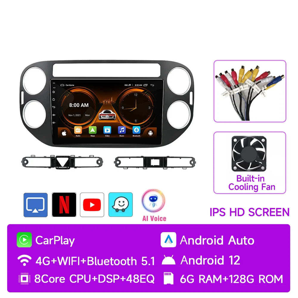 Autoradio Android Auto AI Voice 2 din Radio pour VW Volkswagen Tiguan 1 NF 2006-2016 Carplay Car Multimedia GPS 2din autoradio
