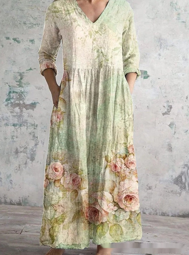 Robe de Saison à Motifs Floraux et Relief 3D