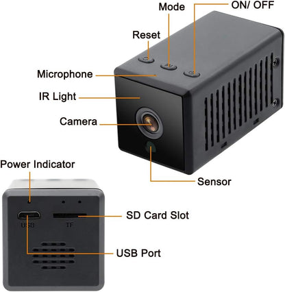 Mini Caméra Espion WiFi Caméra Cachée 1080P Caméra de Surveillance avec Vision Nocturne Automatique/Audio Bidirectionnel/Grand Angle/Alerte Fortification pour Intérieur et Extérieur