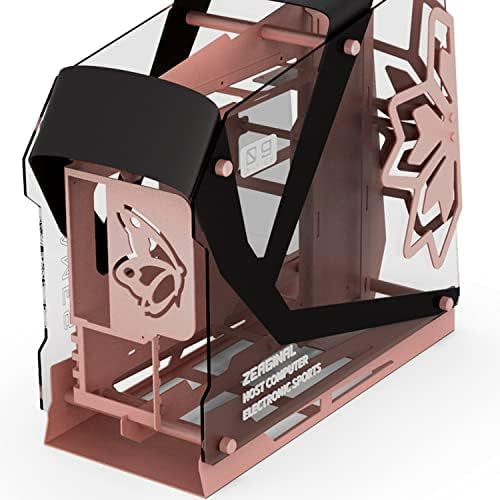 Zeaginal ZC-09 (Noir/Rose) - Boitier PC Aluminium Ouvert BOÎTIER MOYEN TOUR EN ALUMINIUM AVEC 2 PAROIS EN VERRE TREMPÉ