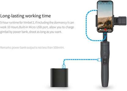 FeiyuTech Vimble 2S Smartphones Stabilisateur de Cardan Stabilisateurs Portatifs à 3 axes avec Poteau Télescopique Curseur de Zoom Intégré pour Téléphone Portable Photographie Stable Vidéo