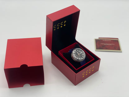CCCP Monino CP-7025-01 Montre pour homme avec bracelet en cuir véritable Bleu