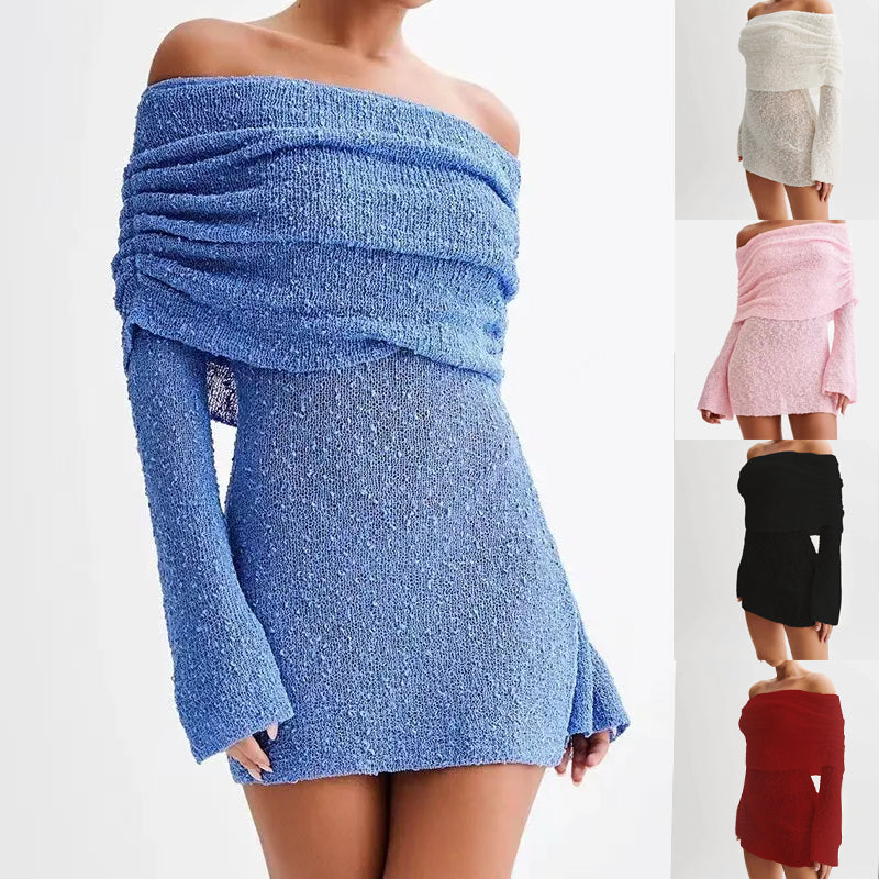 Robe "Saphir" en Maille Ajourée – Style Crochet & Coupe Évasée