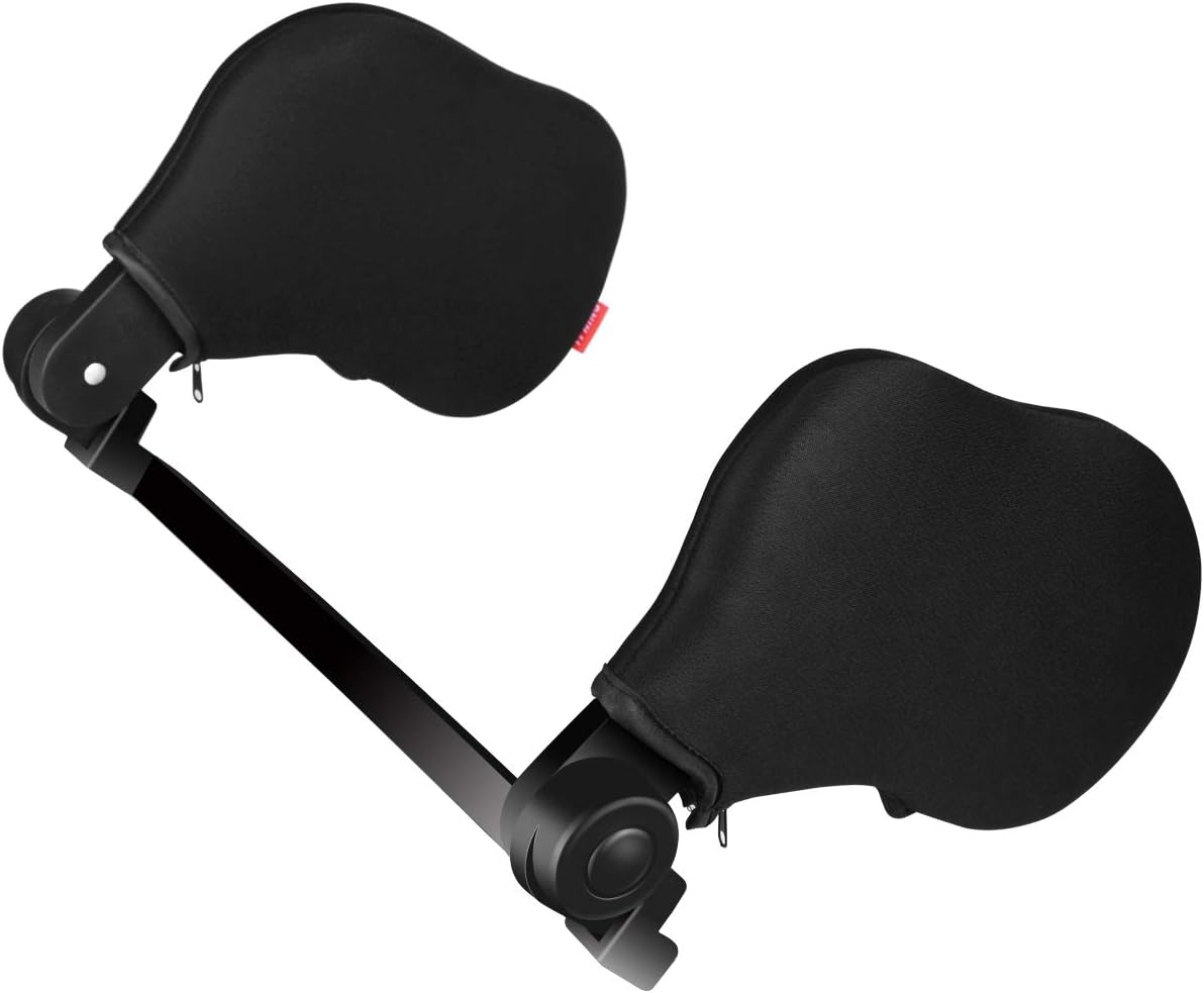 Appui-tête de voiture Oreiller de voiture Support de cou de voiture Siège de voiture Appui-tête Support d'oreiller des deux côtés Oreiller cervical avec nylon élastique élevé adapté aux adultes et aux enfants - Noir