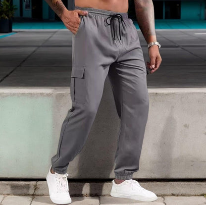Pantalon de survêtement cargo décontracté pour homme avec cordon de serrage à la taille
Couleur: Gris