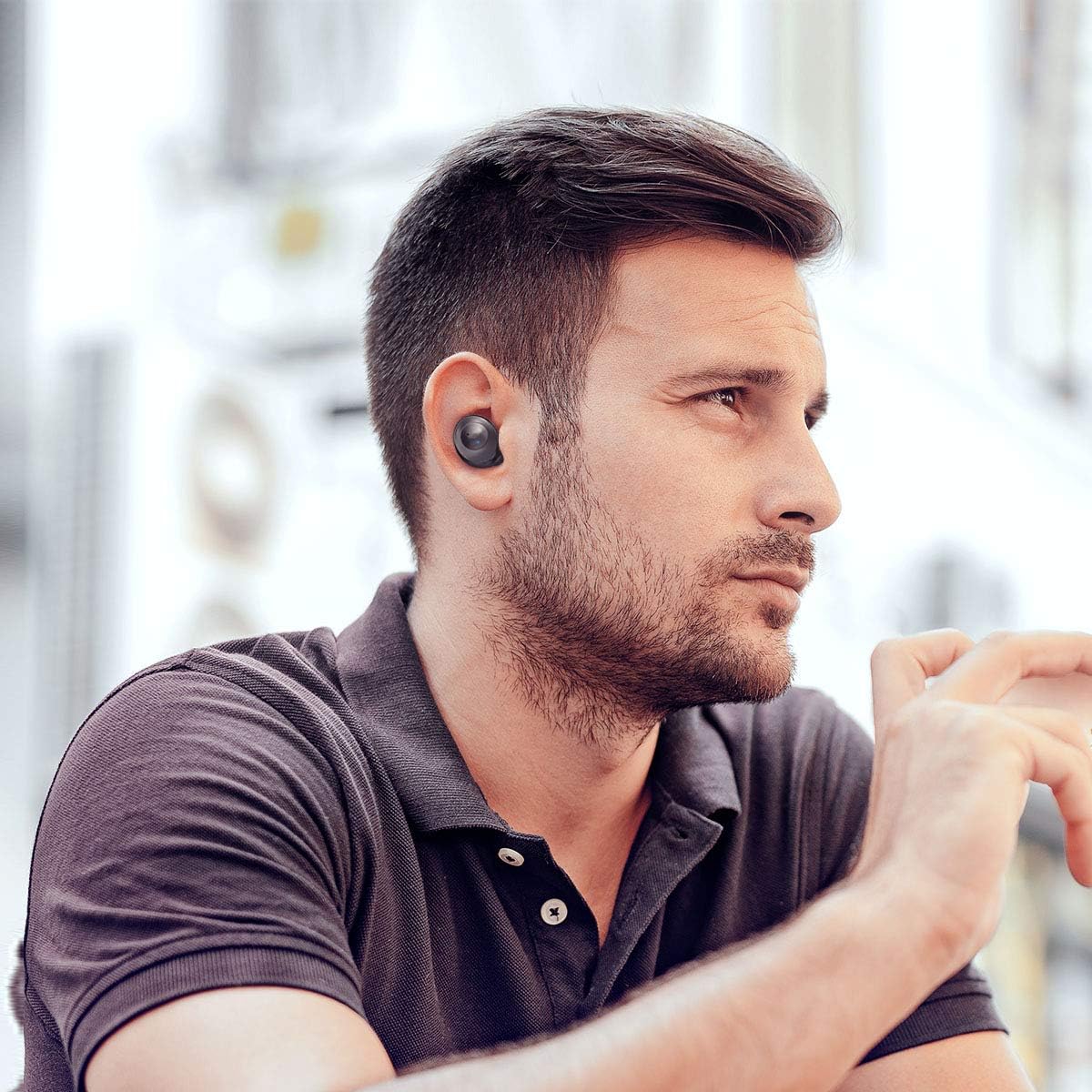 ELECDER D10 True Ecouteurs sans Fil Bluetooth 5.0 Casque sans Fil avec Microphone, Casque de Sport avec étui de Chargement pour Entraînement, Course, Support pour Smartphones Android/iPhone (Noir)