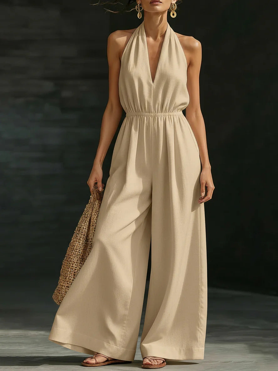Combinaison "Night-Star" – Col en V Profond, Taille Haute & Jambes Fluides