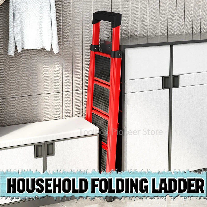 Échelle pliante en 4 étapes Escaliers hauts en acier au carbone pour la maison Échelle de maison pliable Cuisine domestique Échelle Tabouret Escaliers pliants