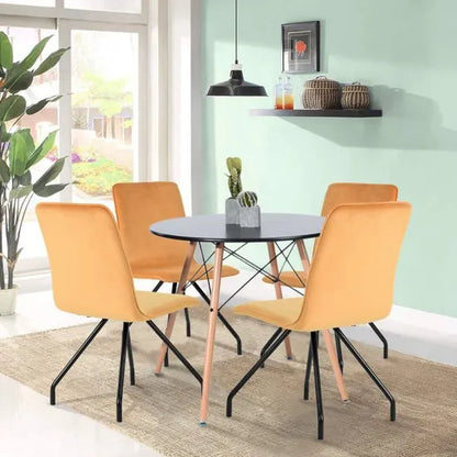 Chaise de salle à manger salon scandinave Lot de 2 en velours jaune pieds en métal, Homy Casa