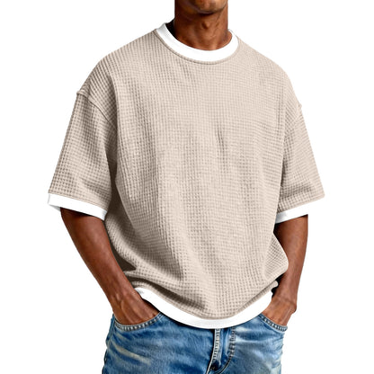 T-Shirt "Contrast-Edge" – Col Rond & Design Bicolore en Mélange de Coton
