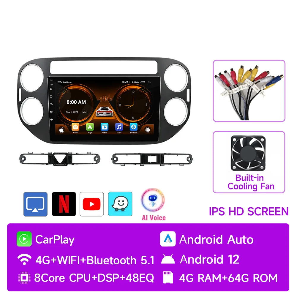 Autoradio Android Auto AI Voice 2 din Radio pour VW Volkswagen Tiguan 1 NF 2006-2016 Carplay Car Multimedia GPS 2din autoradio
