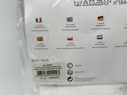 Voilage tamisant, Stars bleu et blanc l.135 x H.260 cm