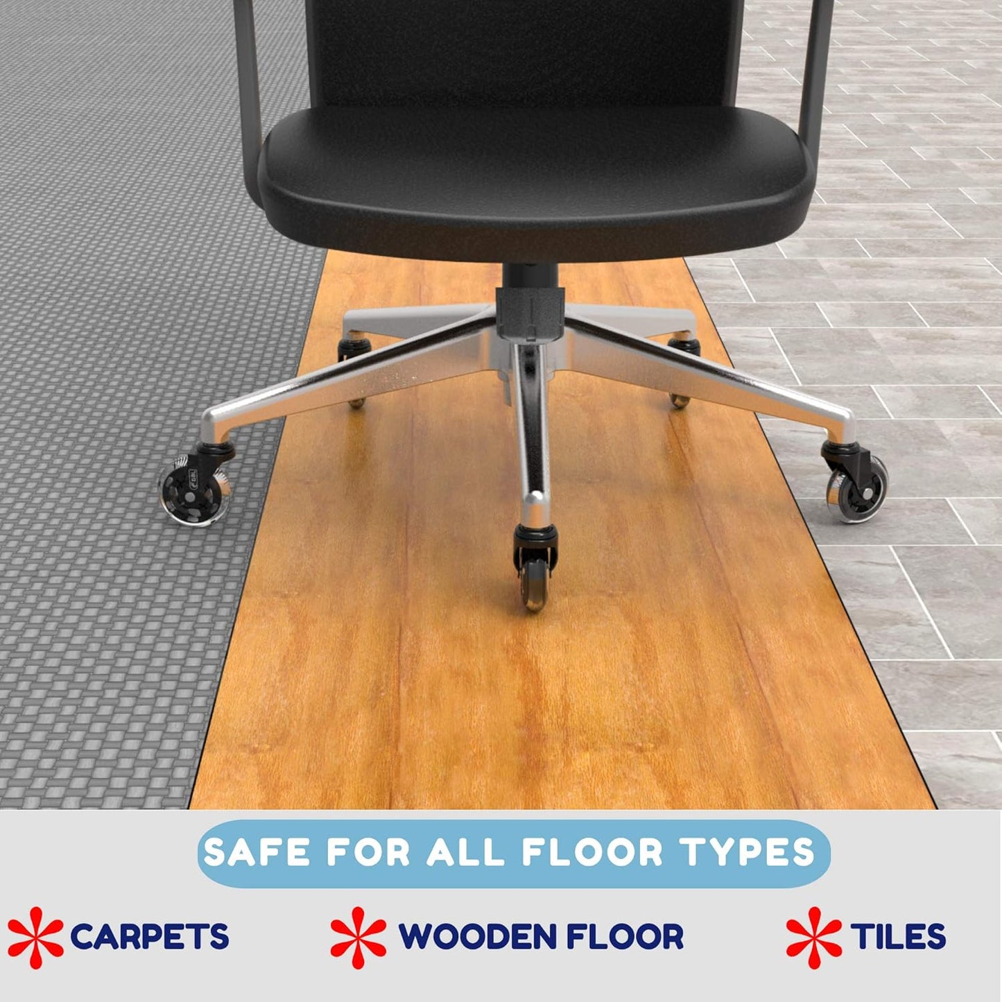 GBL - Lot de 5 Roulettes pour Chaise de Bureau - Roulette Pivotante avec Roue Protège Parquet en Caoutchouc - ne Marque pas les Sols -avec Roulement Silencieux