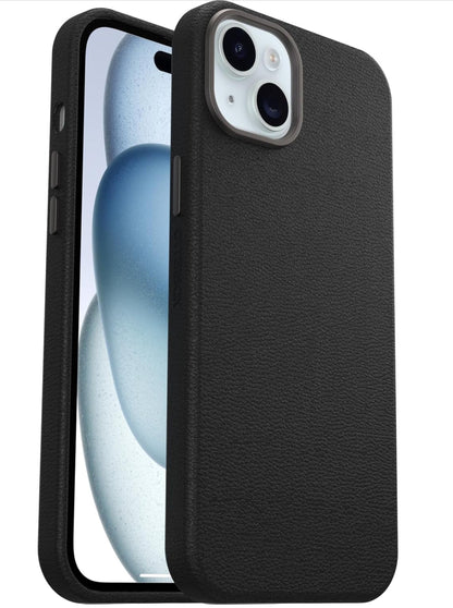 Otterbox Coque Symmetry Series Cactus Leather MagSafe pour iPhone 14 Plus- 14pro- 14 pro max , Antichoc, résistante aux Chutes, Coque de Protection Fine, 3X testée Selon la Norme Militaire, Noir/doré