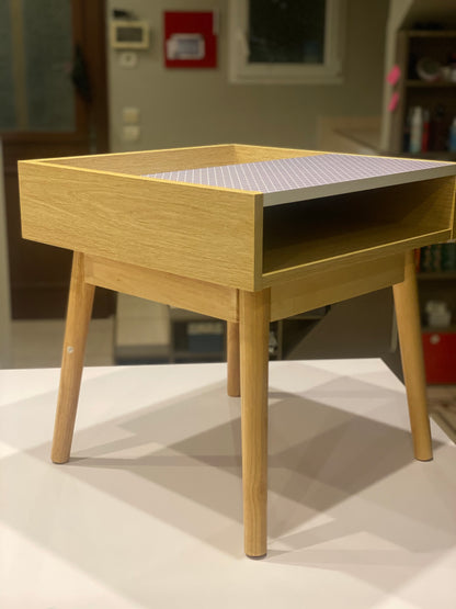 Bout de canapé scandinave sérigraphié gris/chêne À Monter Soit Même