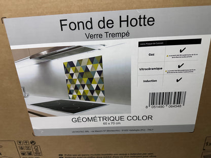Fond de hotte verre trempé COLOR L.60 x H.70 cm Multicouleur