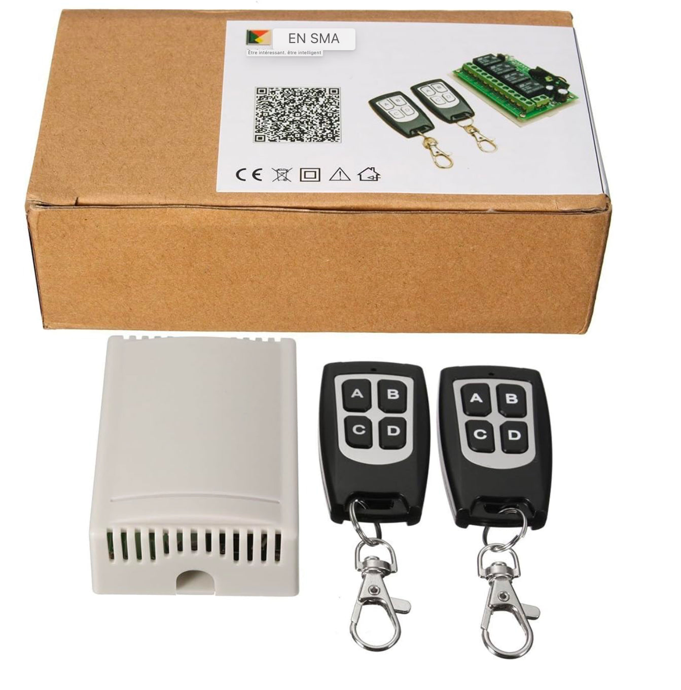 Télécommande radio 433 MHz Longue distance 12V 4CH Télécommande sans fil Interrupteur Relais 2 Transceivers avec 1 récepteur Télécommande pour fenêtre, porte de garage, voiture jouet