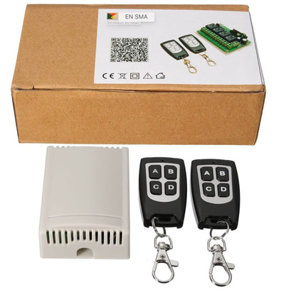 Télécommande radio 433 MHz Longue distance 12V 4CH Télécommande sans fil Interrupteur Relais 2 Transceivers avec 1 récepteur Télécommande pour fenêtre, porte de garage, voiture jouet