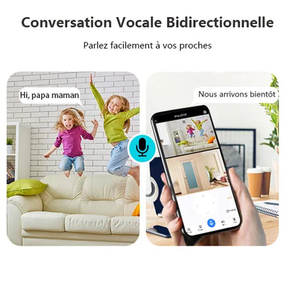 Caméra Surveillance WiFi Sans Fil Interieur 2MP+2MP Double Objectif Babyphone