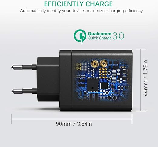 Chargeur Secteur USB, QC 3.0 30W/6A 4 Ports, Quick Charge 3.0