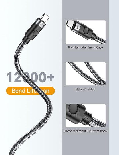 Câble USB C vers USB C 100 W, charge 20 V/5 A PD Type C - 0,6 m certifié, neuf