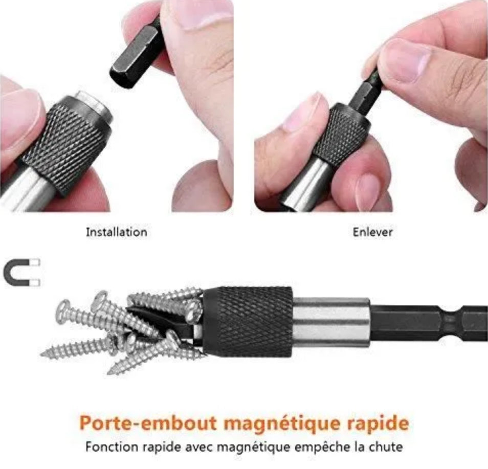 60 Pcs Jeu d'embouts de Vissage TACKLIFE, Magnétique, 60 Mèches et Rallonge de Porte-Embout, Jeu de Tournevis Portable PSDB1A
