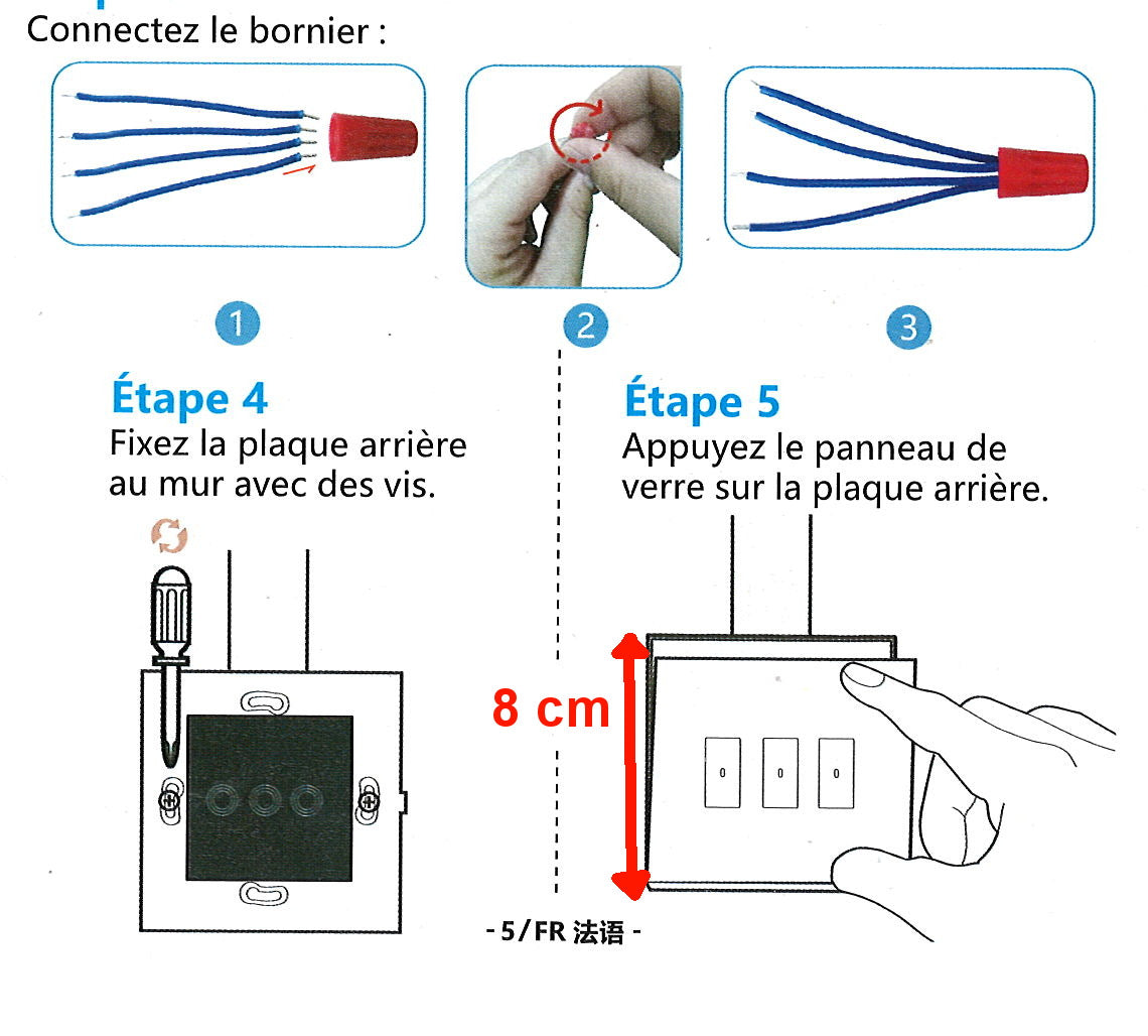 Interrupteur WiFi Alexa Sans Fil Tactile, Commutateur de 3 Canaux Connecté Intelligent, Commande à Distance Par Téléphone, Relais Compatible avec Google Home