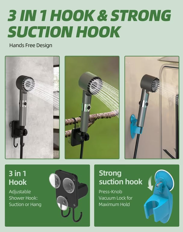 Kit Douche Camping,6000mAh Douche Portable Imperméable,USB Pompe de Douche Électrique Rechargeable,4 Modes pour Extérieure,avec Afficheur Intelligent,pour Extérieure,Camping,Randonnée,Jardin