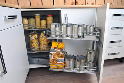 Rangement d'angle 4 paniers tirant gauche pour meuble d'angle bas, DELINIA neuf