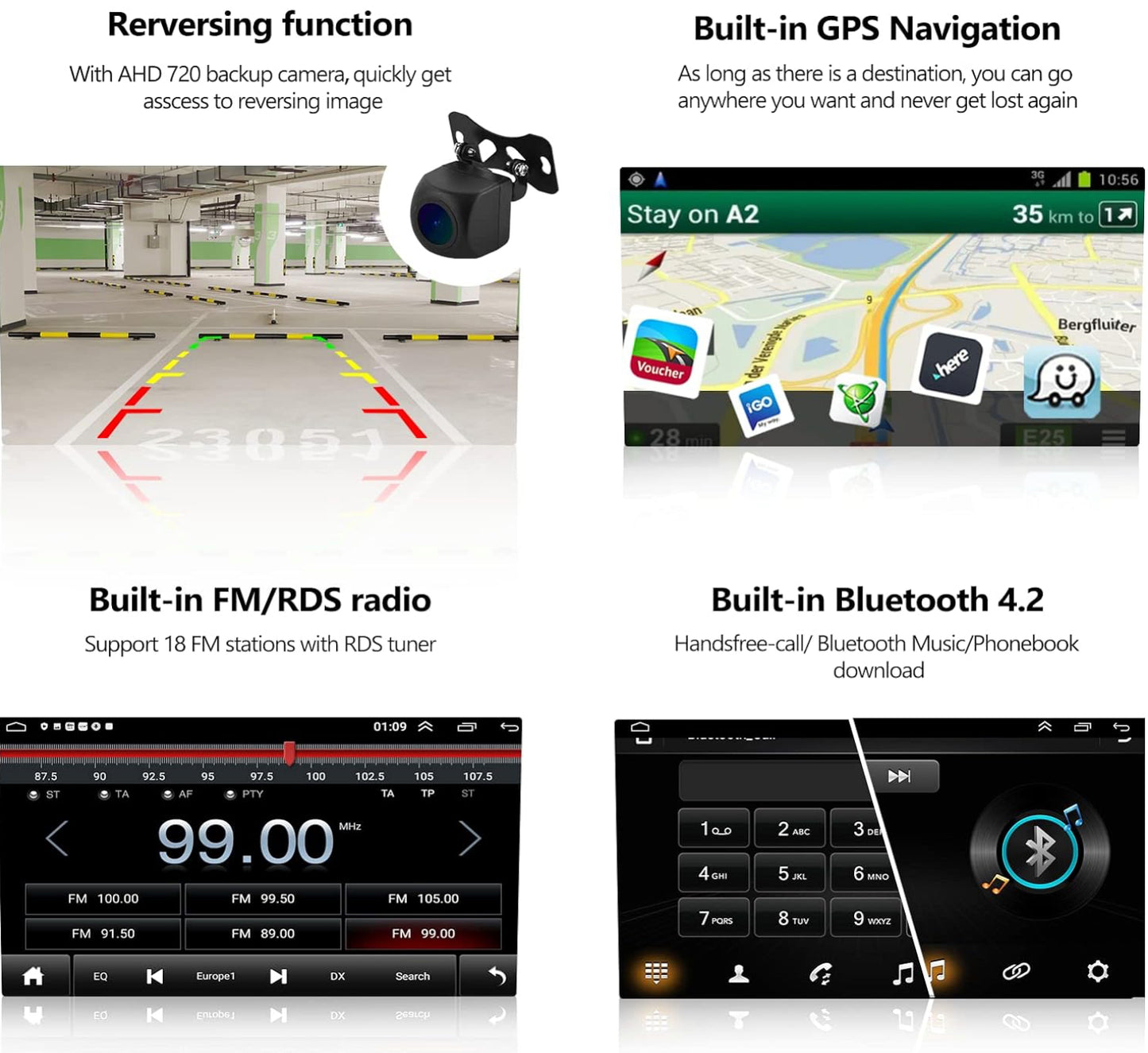 CAMECHO Android 11 Autoradio pour VW Jetta vs5 2020, Wireless Carplay Android Auto, 10.1" HD écran Double Din Bluetooth avec GPS HiFi Support FM RDS SWC + AHD Caméra de recul