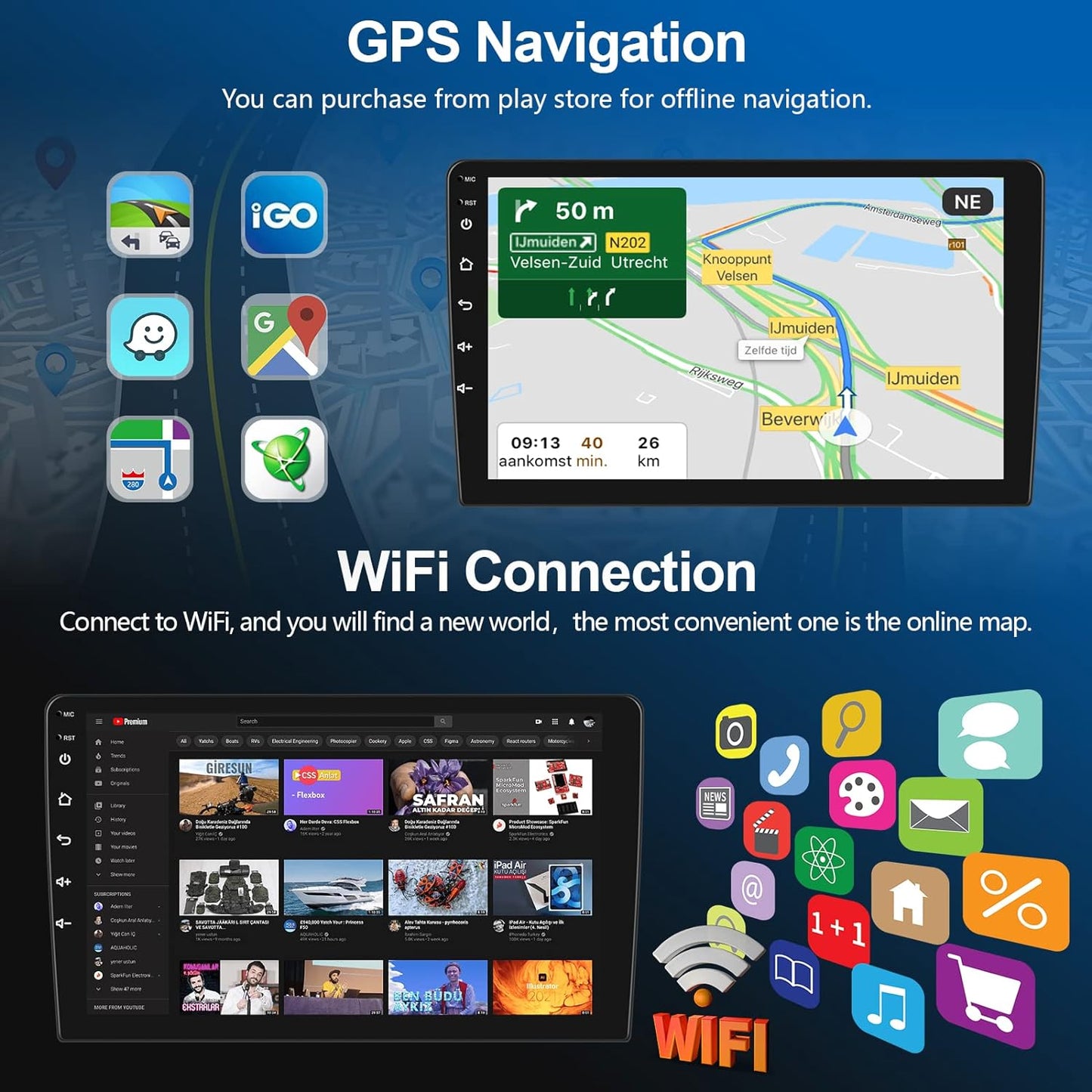 2+32G Podofo Android 13.0 Autoradio pour Honda Civic 2013 2014 2015 2016 2017 mit Kabelloses A-pple Carplay/Android Auto Bluetooth Bildschirm Touchscreen Lenkradkontrolle/GPS/WiFi/RDS/FM