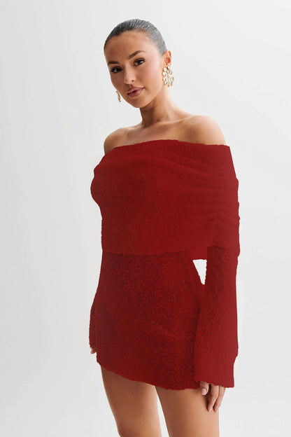 Robe "Saphir" en Maille Ajourée – Style Crochet & Coupe Évasée