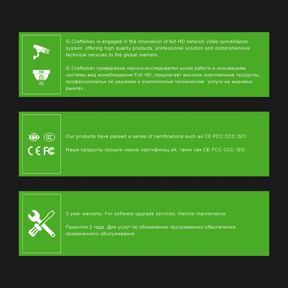 Caméra de Surveillance G.Craftsman HIR POE IP 2.8mm Dôme SONY 5MP 4K IR Vision Nocturne Sécurité CCTV H.265 Vidéo Audio étanche